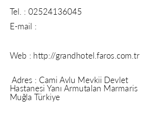 Grand Hotel Faros iletiim bilgileri